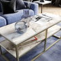 Hanah Home Forteaus - Gold Mesa de Centro Moderna Dorado y Blanco